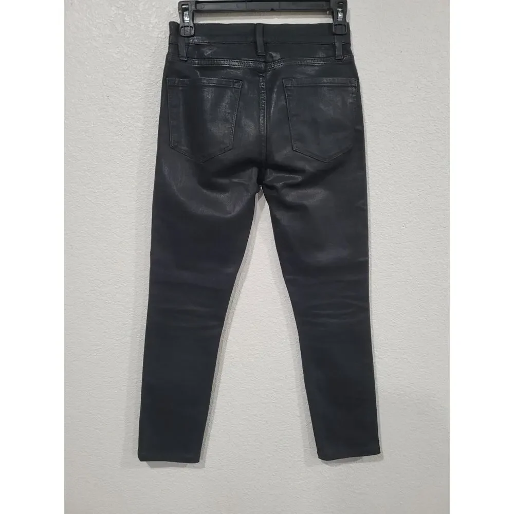 Frame Women's Le Skinny de‎ Jeanne Black Shine Noir Jeans size 27 #P3 - Picture 3 of 7